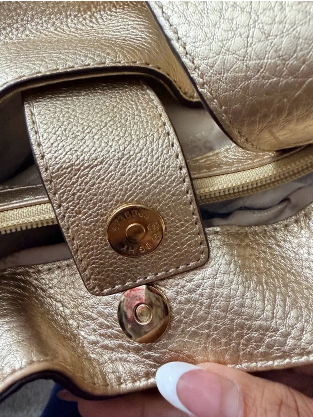Michael Kors Metallic Light Gold Leather Tote Bag